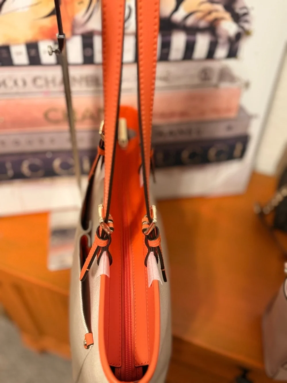 Michael Kors Jet Set Poppy Medium Double Pocket Tote NWT - Picture 5 of 11